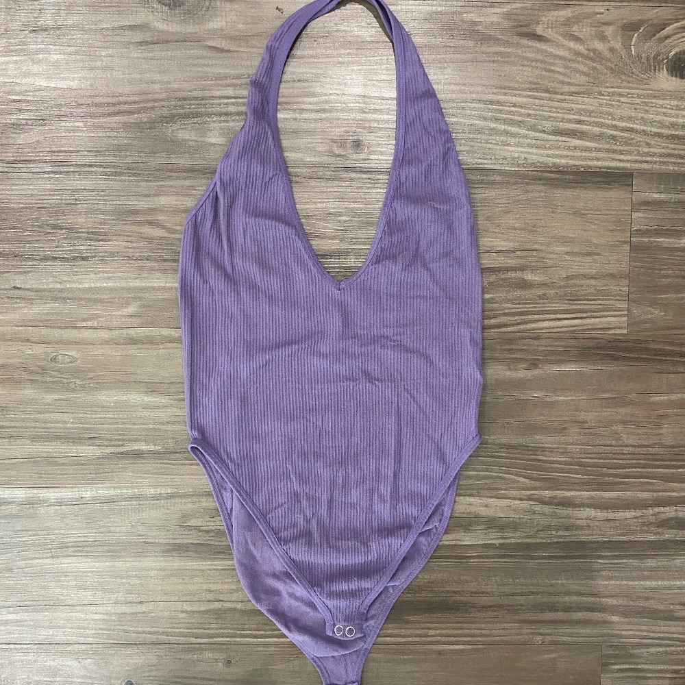 Purple, halter bodysuit